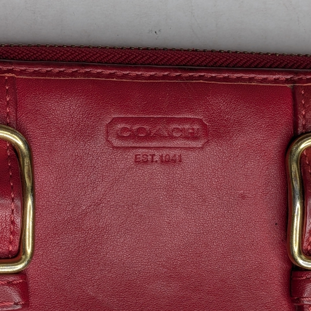 Coach Zoe Vintage Red Leather Zip Wallet Buckles Accordion Organizer EST 1941 - Picture 6 of 15